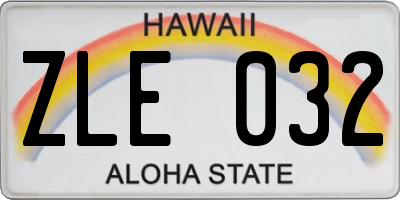 HI license plate ZLE032