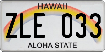 HI license plate ZLE033