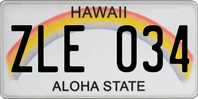 HI license plate ZLE034