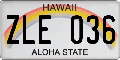 HI license plate ZLE036