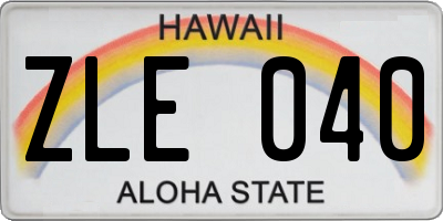 HI license plate ZLE040