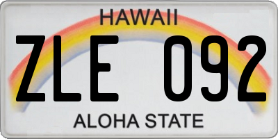 HI license plate ZLE092