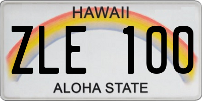HI license plate ZLE100