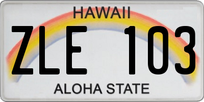 HI license plate ZLE103