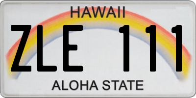 HI license plate ZLE111