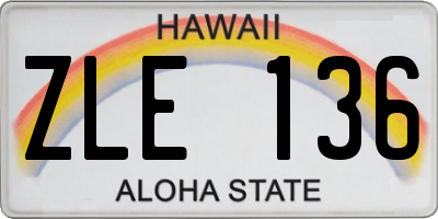 HI license plate ZLE136