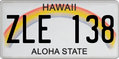 HI license plate ZLE138