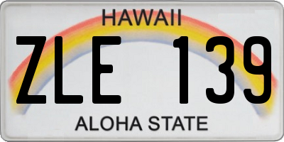 HI license plate ZLE139