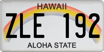 HI license plate ZLE192