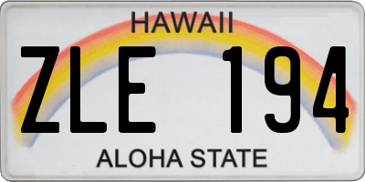 HI license plate ZLE194