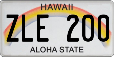 HI license plate ZLE200