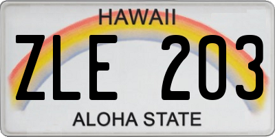 HI license plate ZLE203