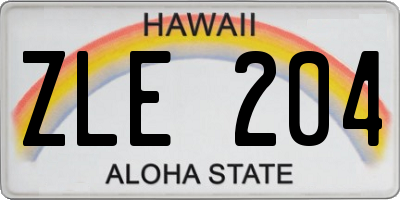 HI license plate ZLE204