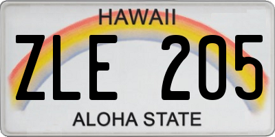 HI license plate ZLE205