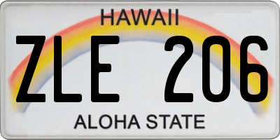 HI license plate ZLE206