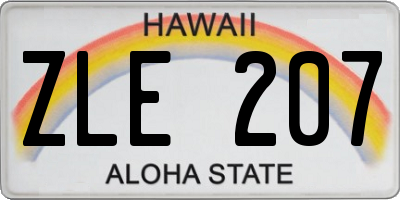 HI license plate ZLE207
