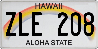 HI license plate ZLE208