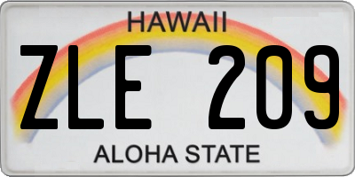 HI license plate ZLE209
