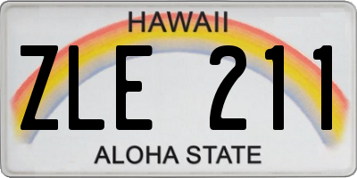HI license plate ZLE211