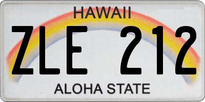 HI license plate ZLE212