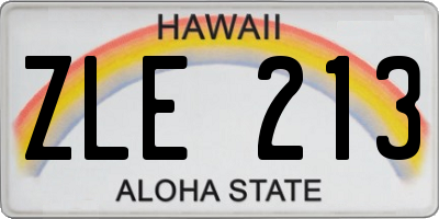 HI license plate ZLE213