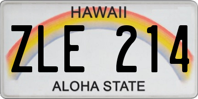 HI license plate ZLE214