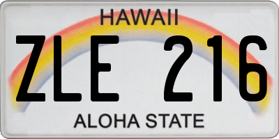 HI license plate ZLE216