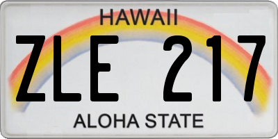 HI license plate ZLE217