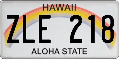 HI license plate ZLE218