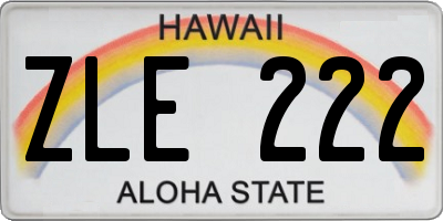 HI license plate ZLE222