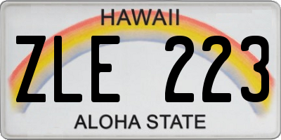 HI license plate ZLE223