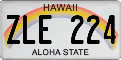 HI license plate ZLE224