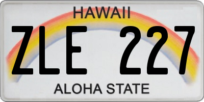 HI license plate ZLE227