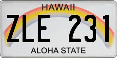 HI license plate ZLE231