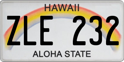 HI license plate ZLE232