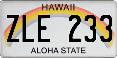 HI license plate ZLE233