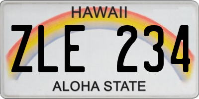 HI license plate ZLE234
