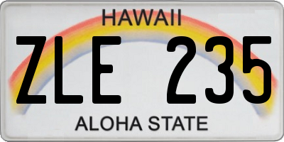 HI license plate ZLE235