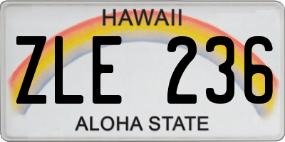 HI license plate ZLE236