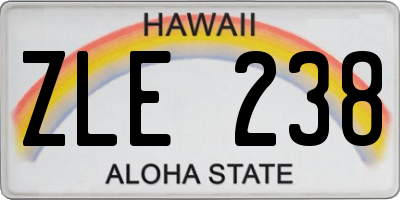 HI license plate ZLE238