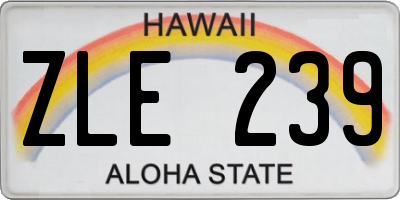 HI license plate ZLE239