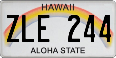 HI license plate ZLE244