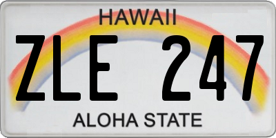 HI license plate ZLE247