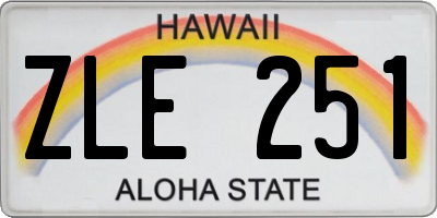 HI license plate ZLE251