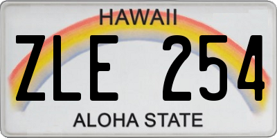 HI license plate ZLE254