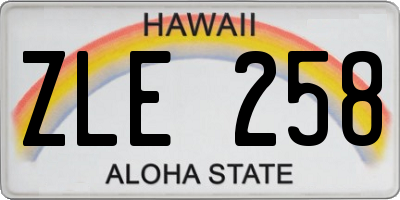 HI license plate ZLE258