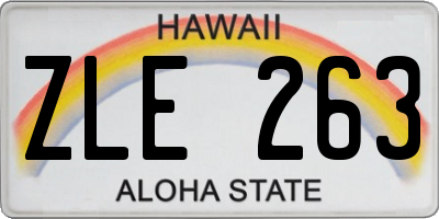 HI license plate ZLE263