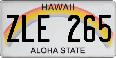 HI license plate ZLE265