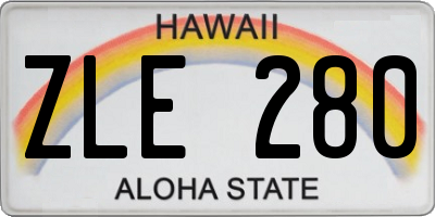 HI license plate ZLE280