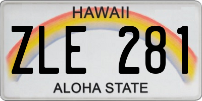 HI license plate ZLE281